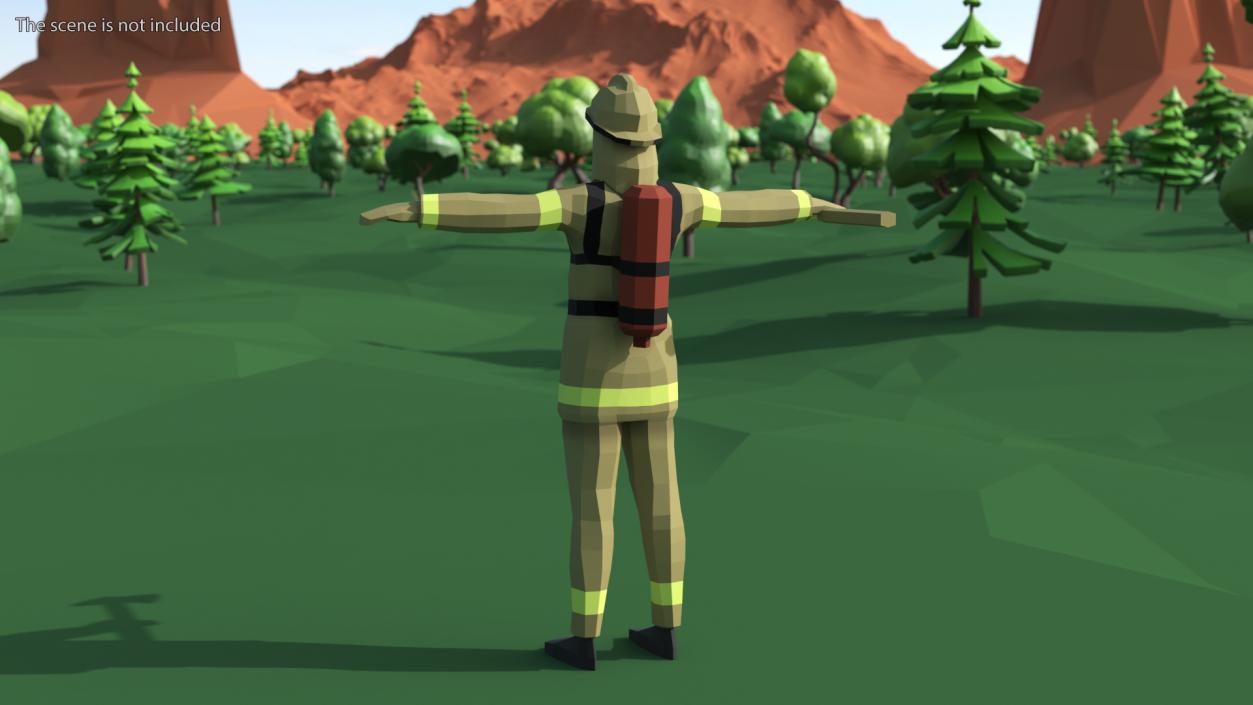 3D Firefighter Low Poly Rigged for Maya