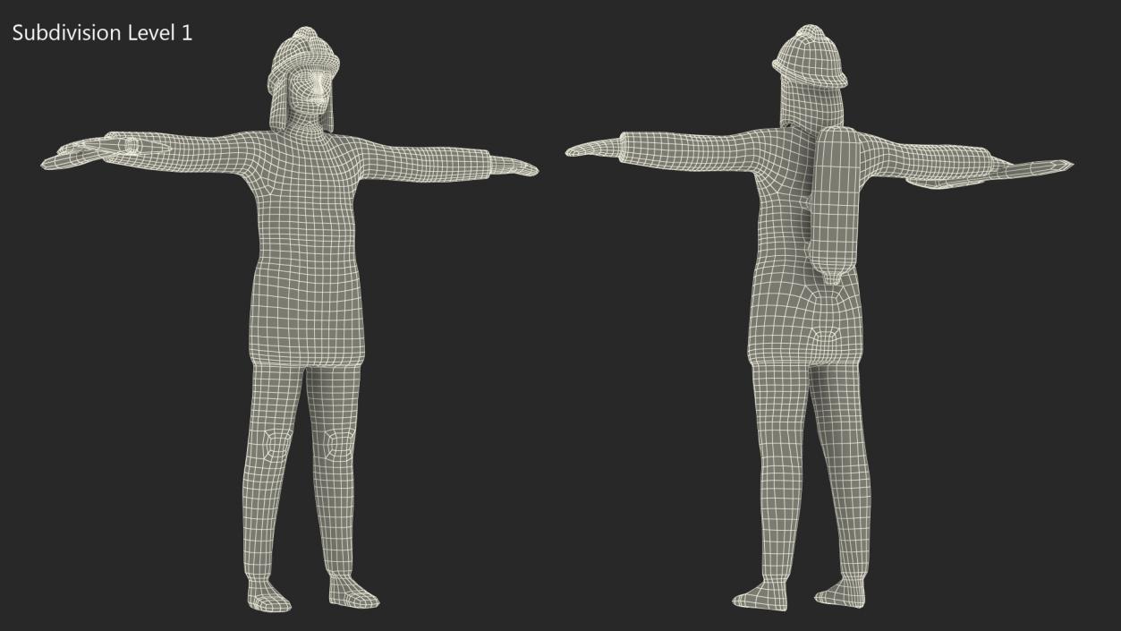 3D Firefighter Low Poly Rigged for Maya