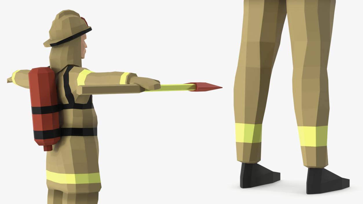 3D Firefighter Low Poly Rigged for Maya