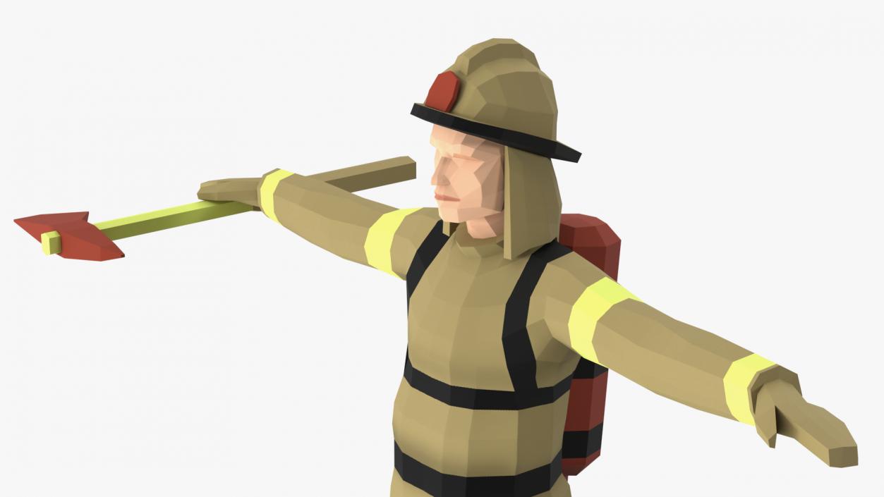 3D Firefighter Low Poly Rigged for Maya