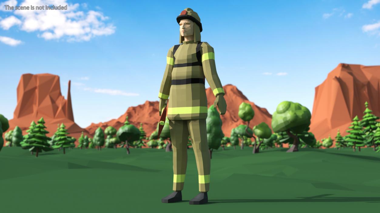 3D Firefighter Low Poly Rigged for Maya