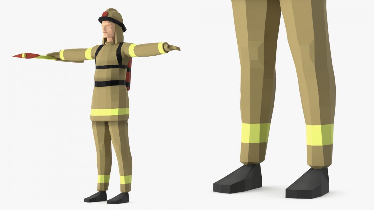 3D Firefighter Low Poly Rigged for Maya