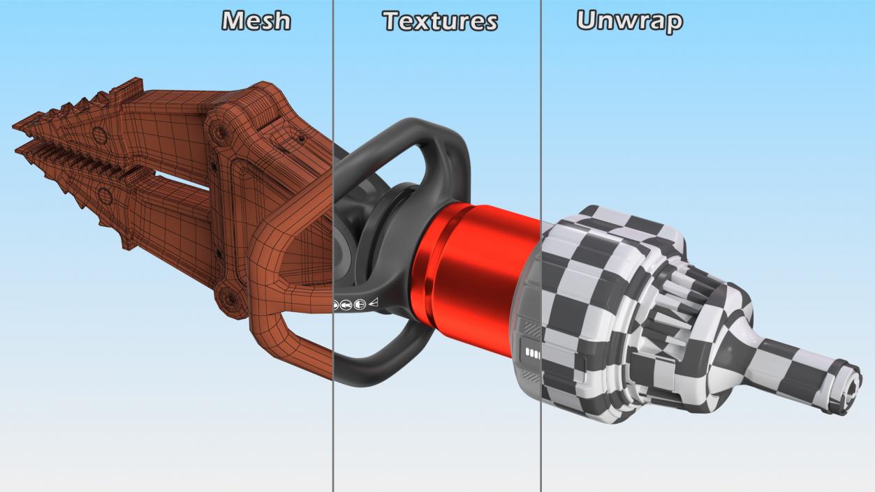 3D Battery Powered Rescue Spreader Tool Rigged model