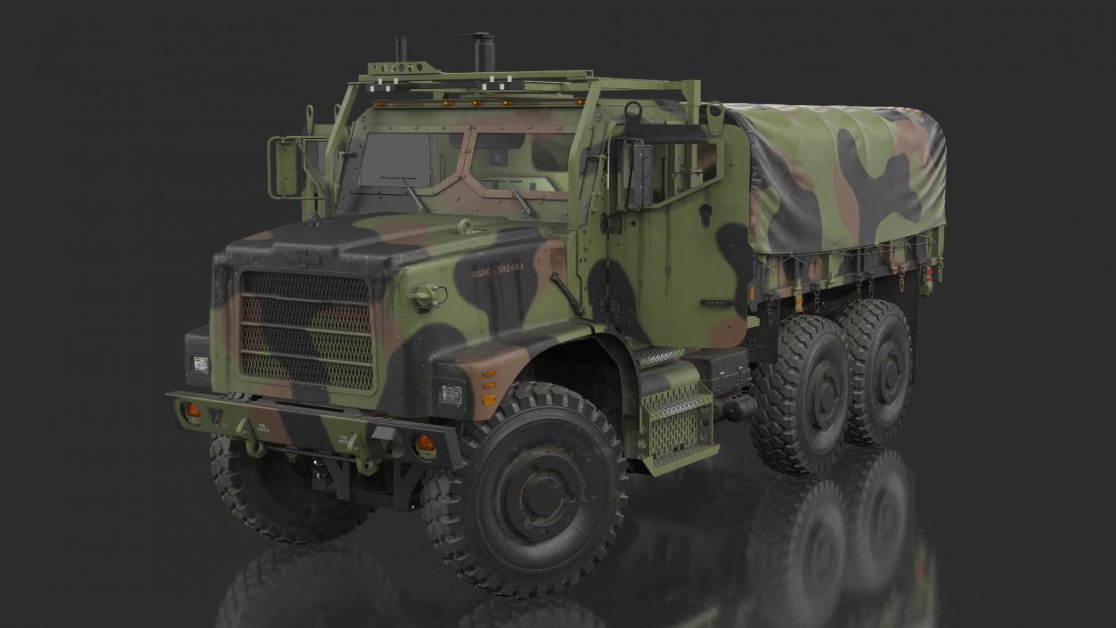 3D model OshKosh MTVR MK23 with Tent Dusty Rigged