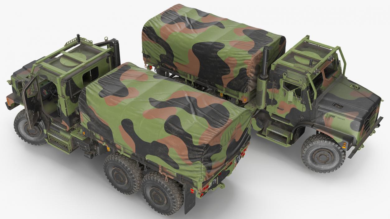 3D model OshKosh MTVR MK23 with Tent Dusty Rigged