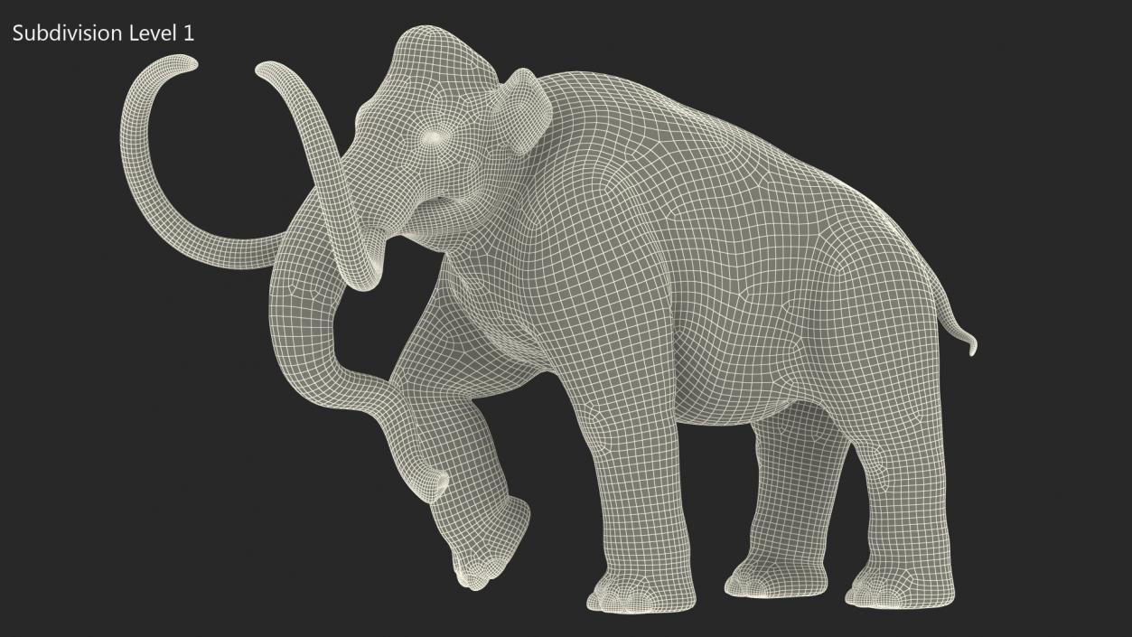 3D model Mammoth Adult Walking Pose Fur