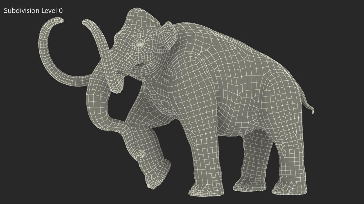 3D model Mammoth Adult Walking Pose Fur