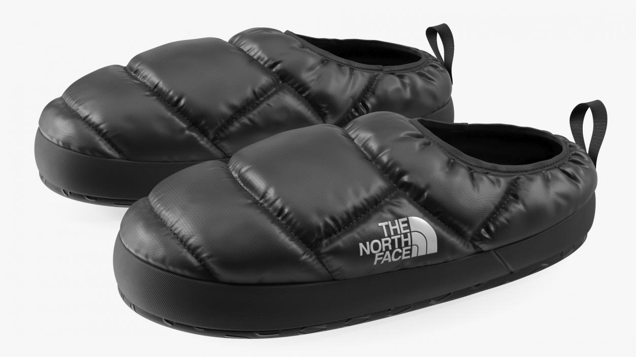 3D model Black North Face Down Slippers