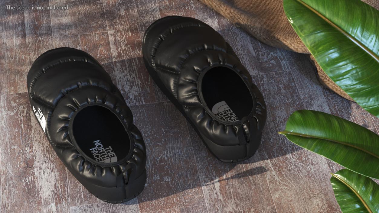 3D model Black North Face Down Slippers