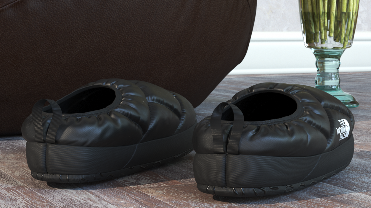 3D model Black North Face Down Slippers