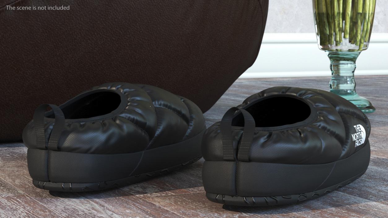 3D model Black North Face Down Slippers