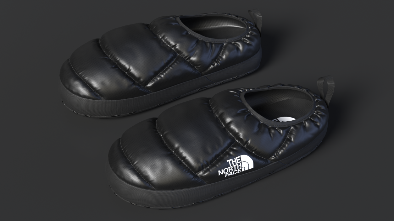 3D model Black North Face Down Slippers