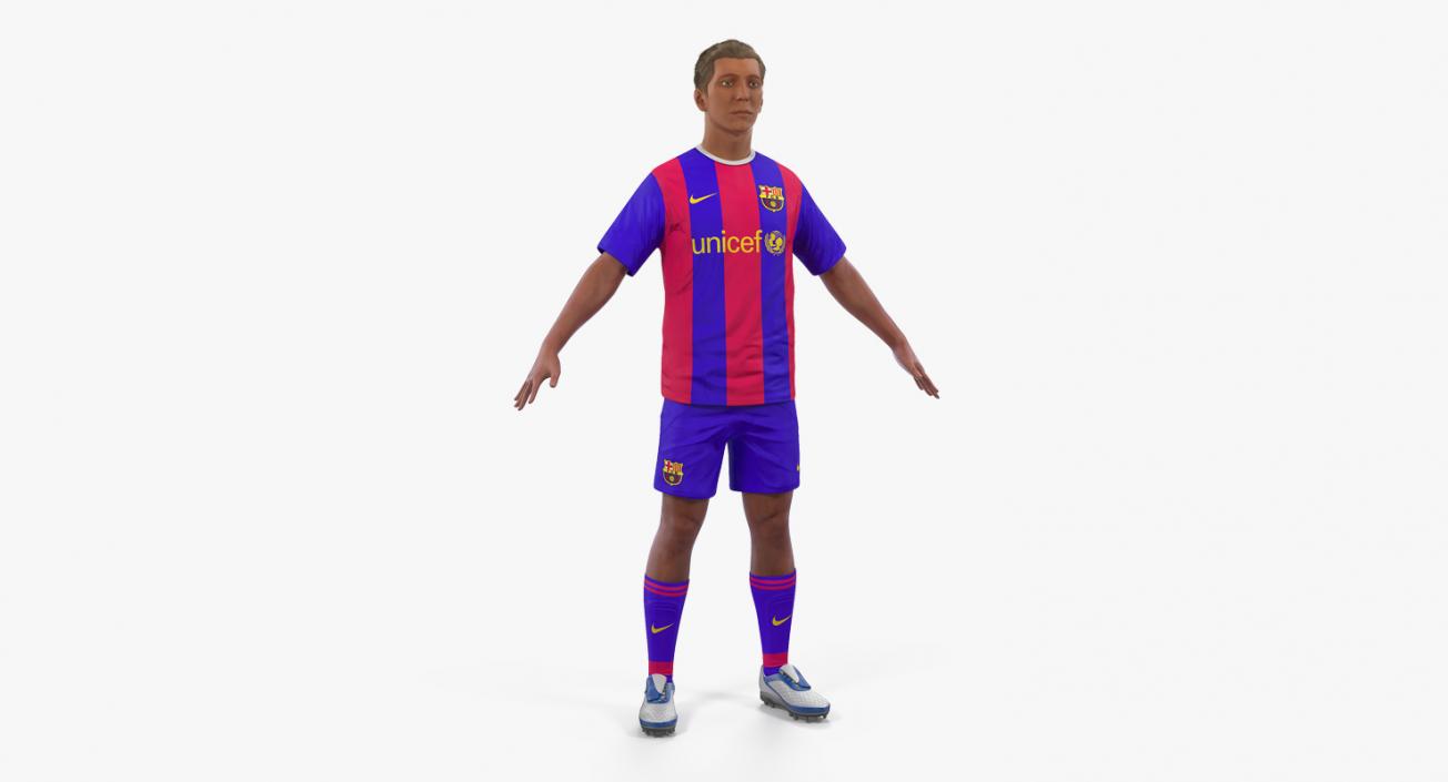 Soccer or Football Player Barcelona with Hair 2 3D