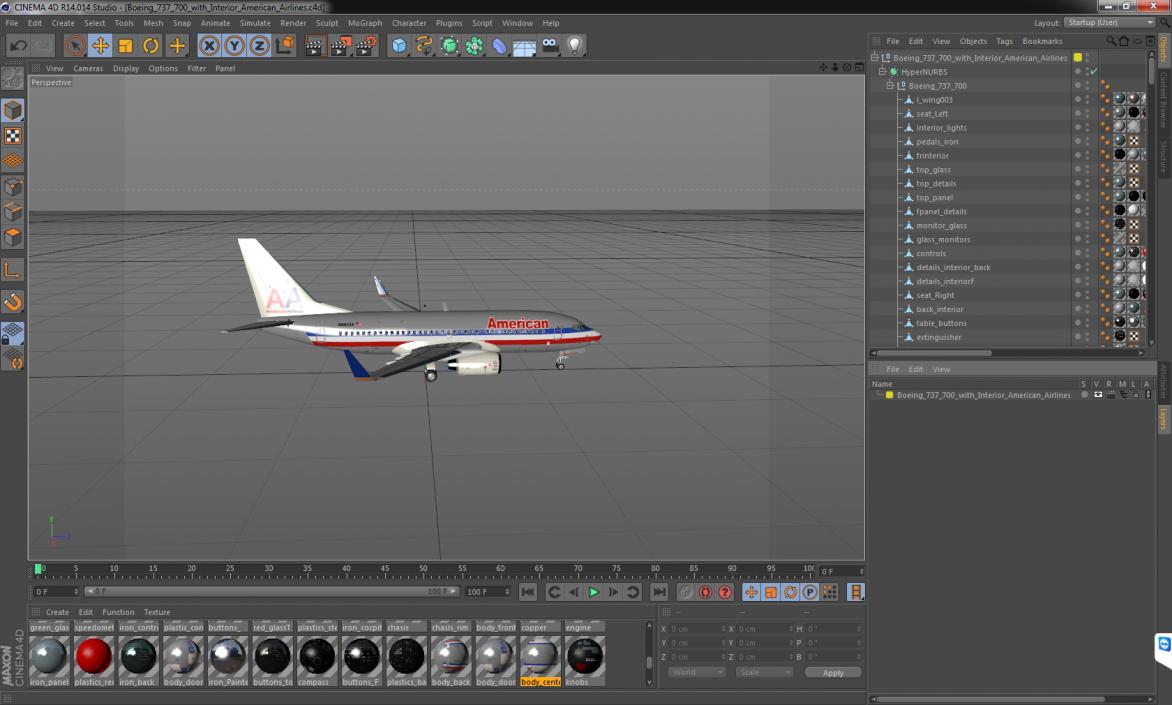 3D Boeing 737-700 with Interior American Airlines