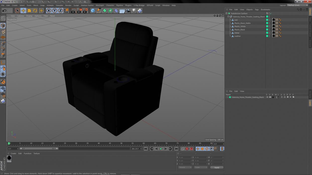 3D model Valencia Home Theater Seating Black