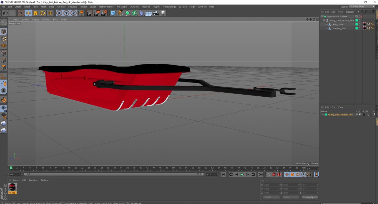 Utility Sled Pelican Red 3D model