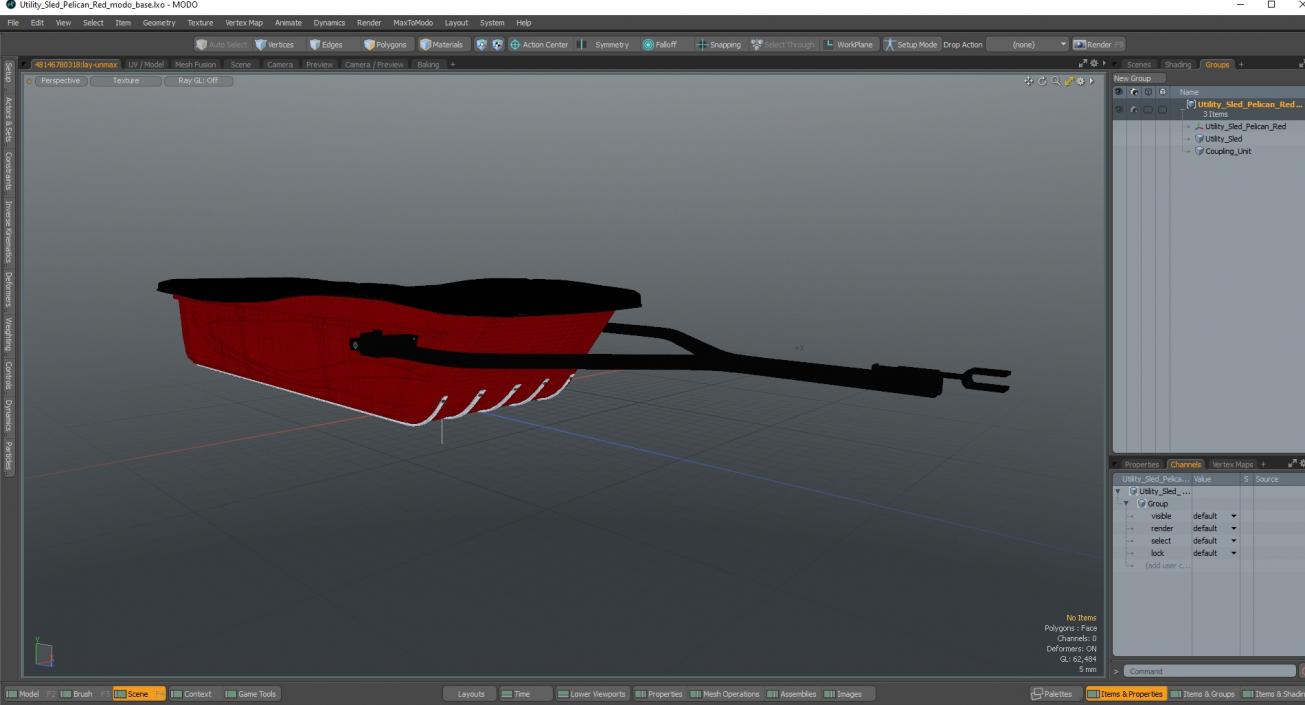 Utility Sled Pelican Red 3D model