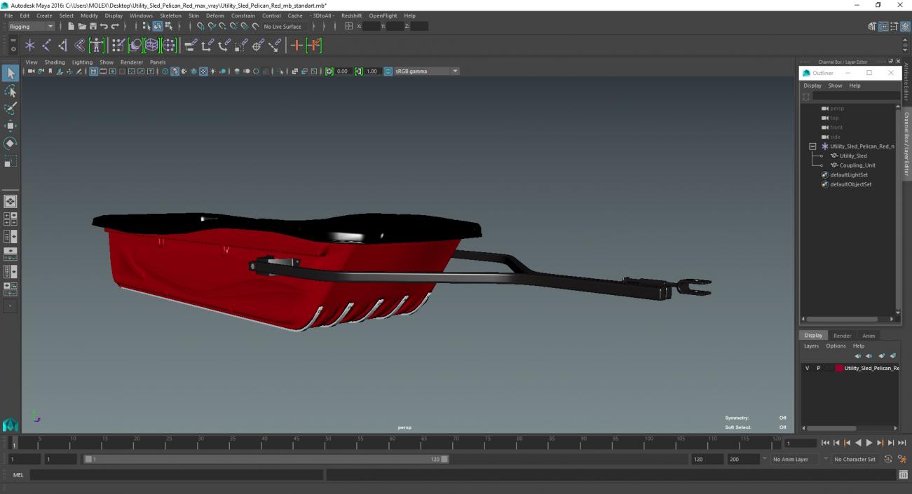 Utility Sled Pelican Red 3D model