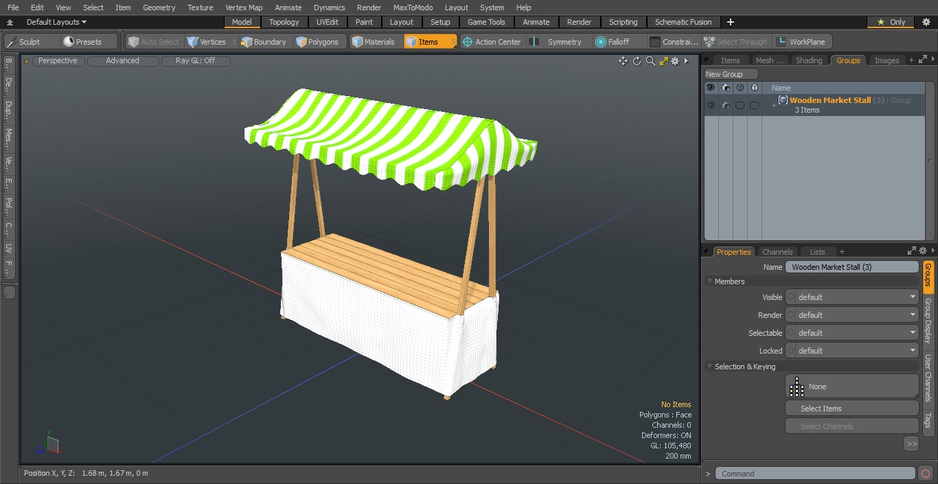 Wooden Market Stall 3D model