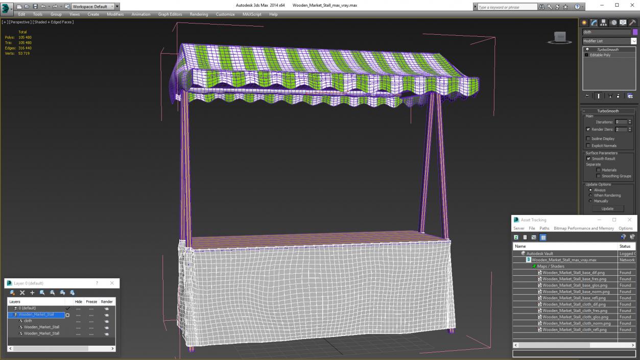 Wooden Market Stall 3D model