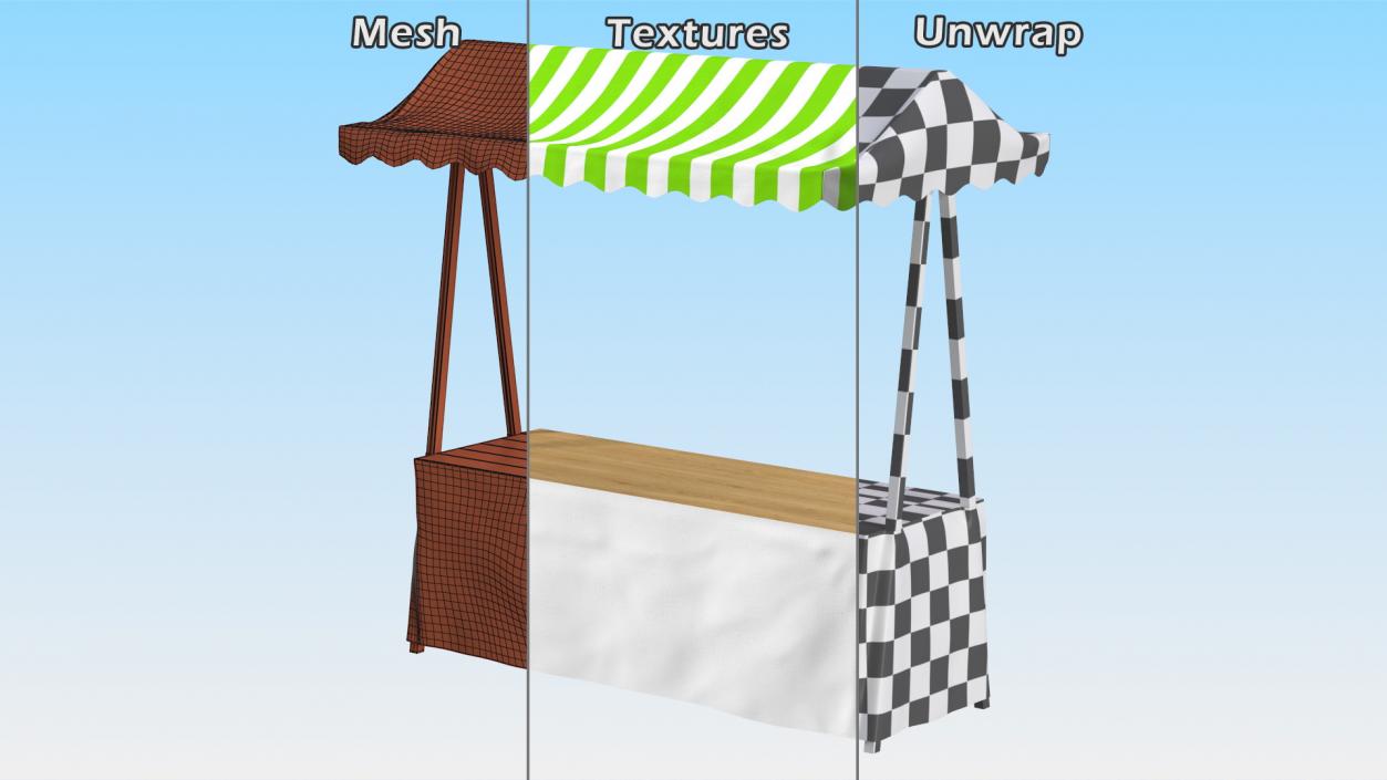 Wooden Market Stall 3D model