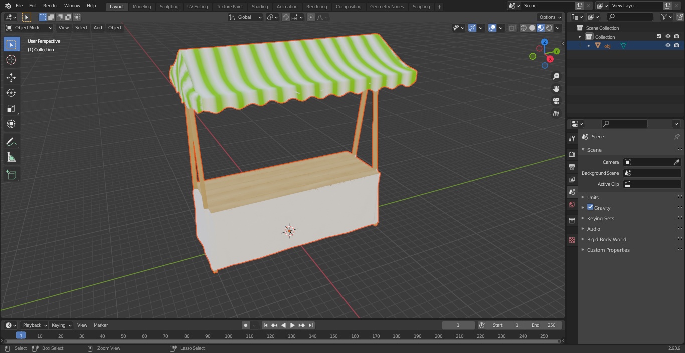 Wooden Market Stall 3D model