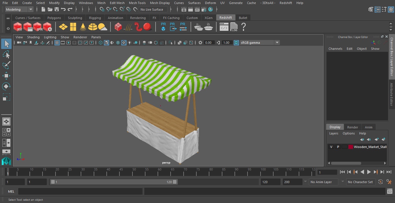 Wooden Market Stall 3D model