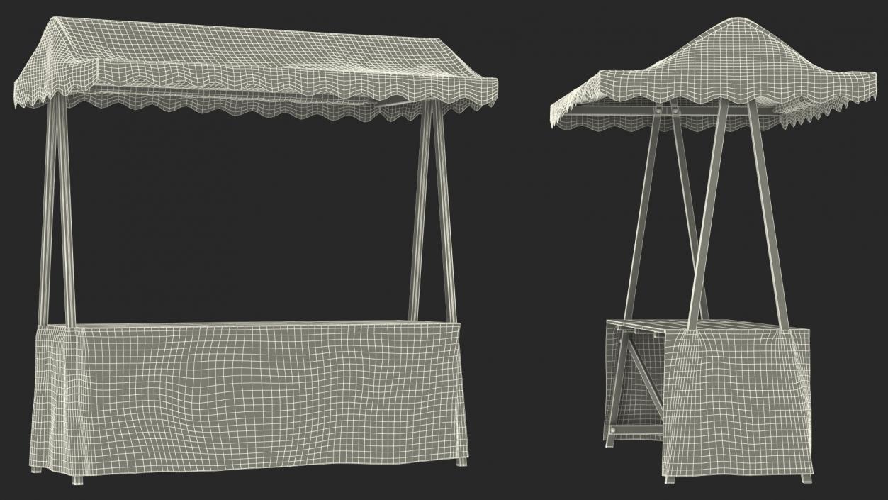 Wooden Market Stall 3D model