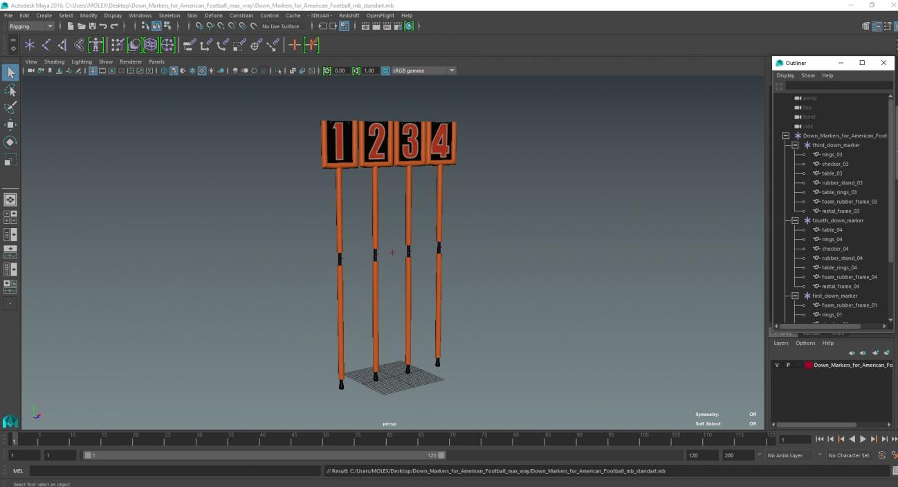 Down Markers for American Football 3D model