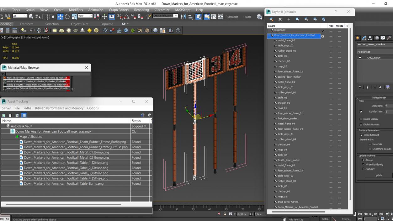 Down Markers for American Football 3D model