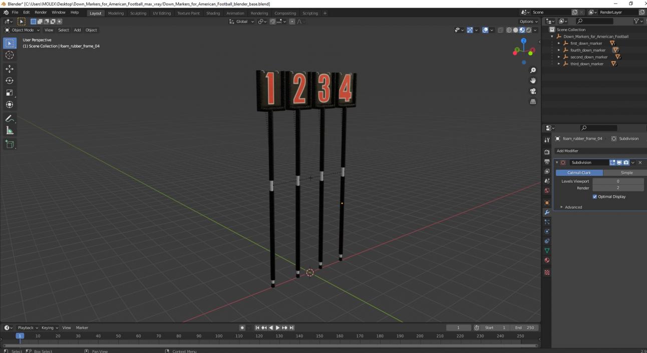 Down Markers for American Football 3D model