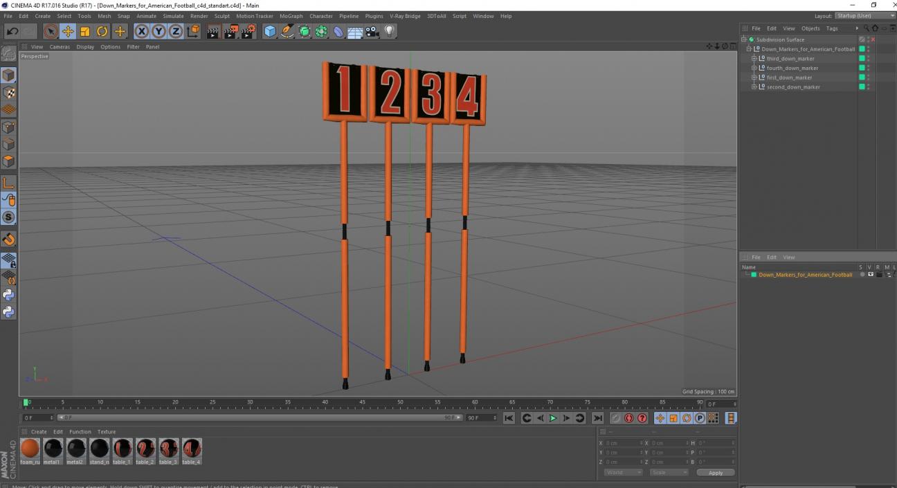 Down Markers for American Football 3D model