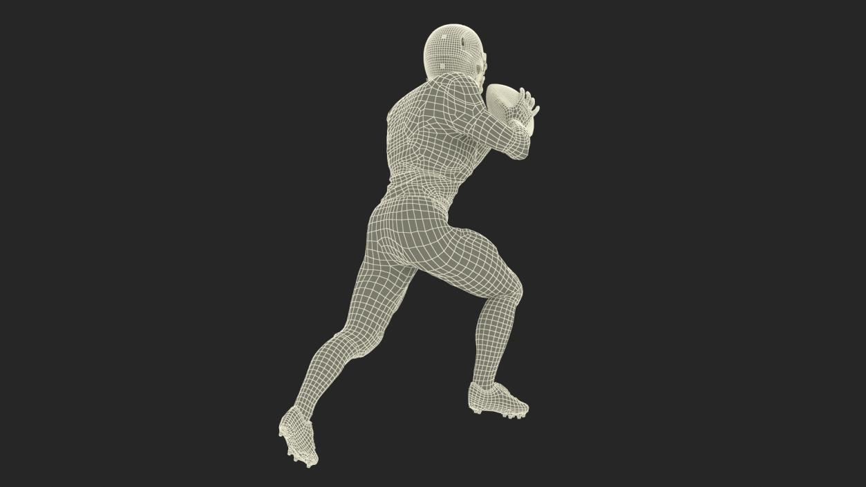 3D model American Football Player White Uniform Running The Ball