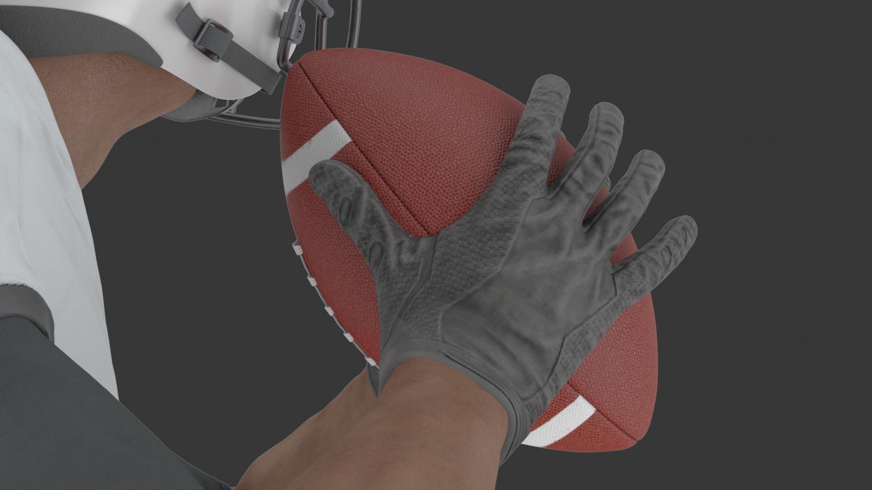 3D model American Football Player White Uniform Running The Ball