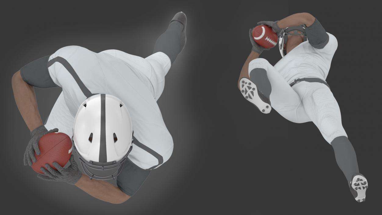 3D model American Football Player White Uniform Running The Ball