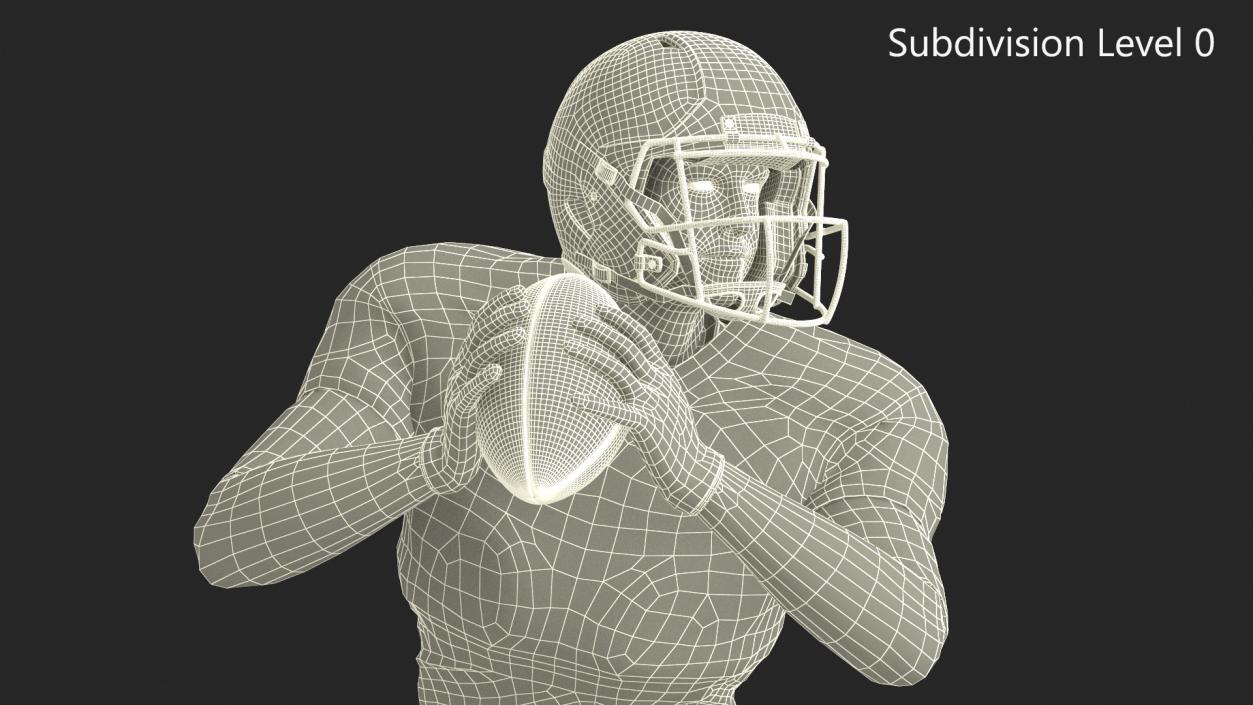 3D model American Football Player White Uniform Running The Ball