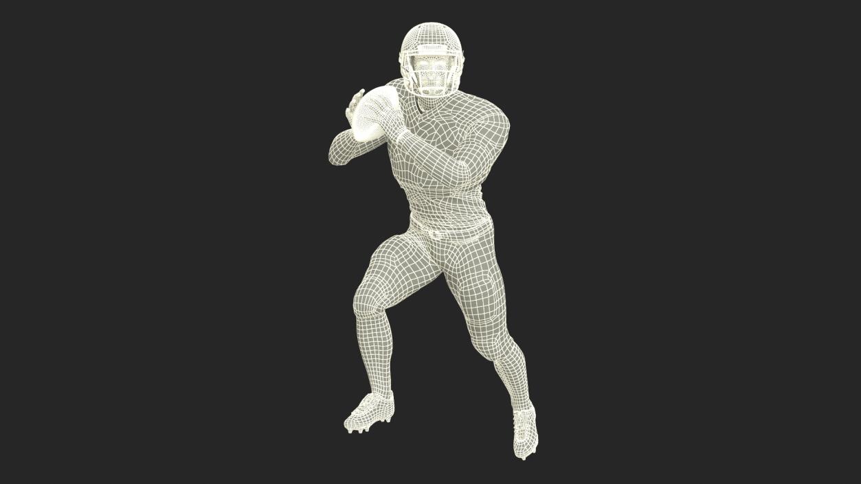 3D model American Football Player White Uniform Running The Ball