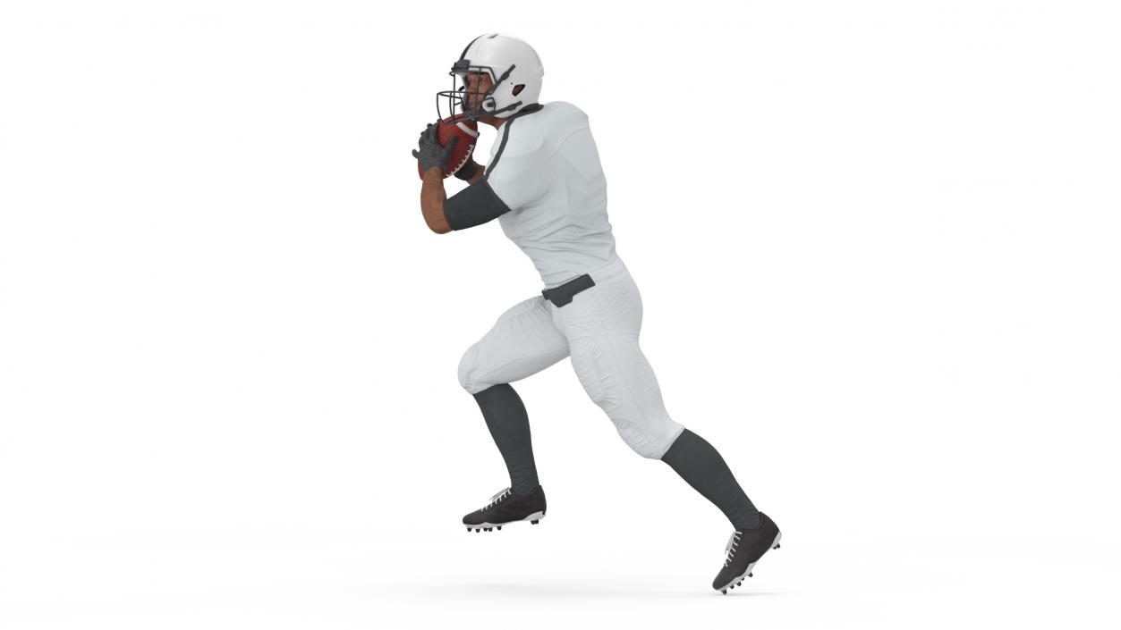 3D model American Football Player White Uniform Running The Ball