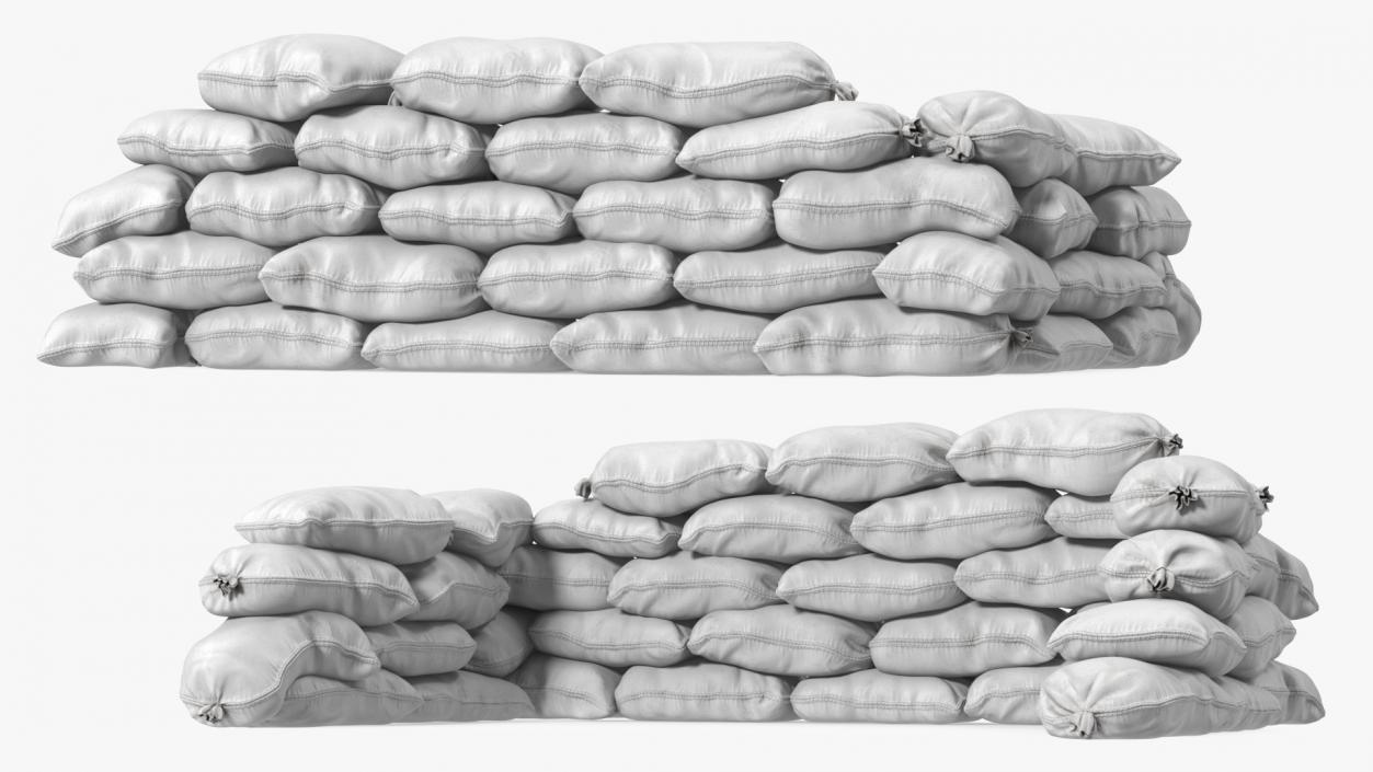 3D White Sandbag Barricade model