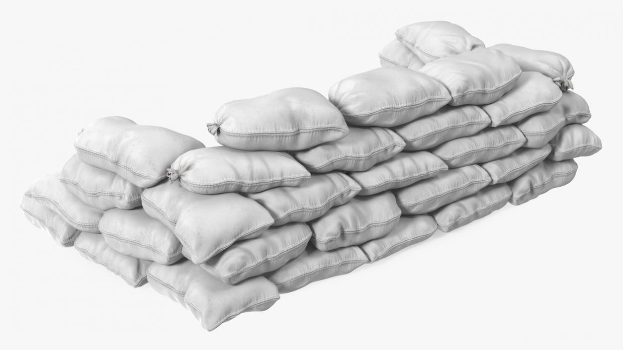 3D White Sandbag Barricade model