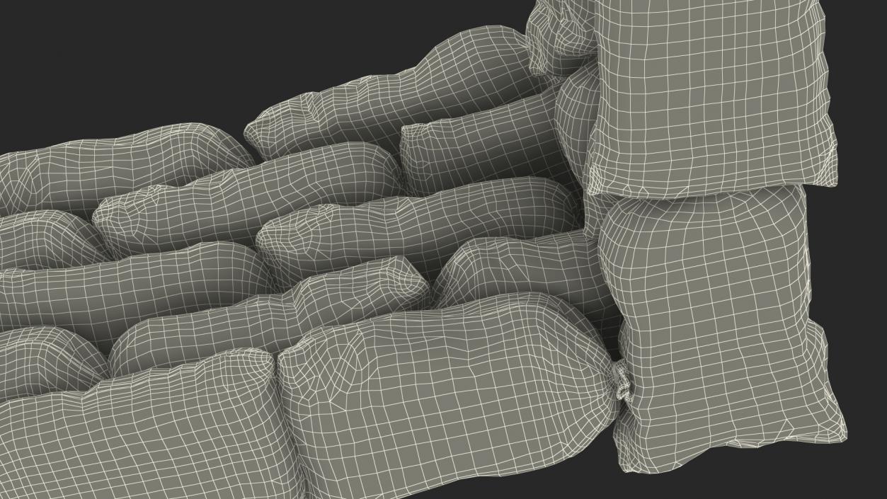 3D White Sandbag Barricade model