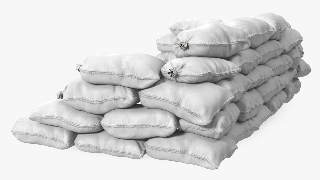 3D White Sandbag Barricade model