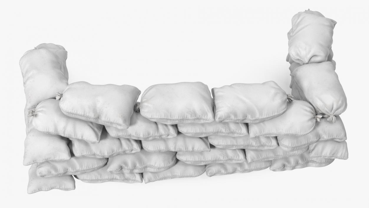 3D White Sandbag Barricade model