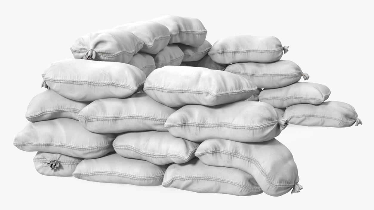 3D White Sandbag Barricade model