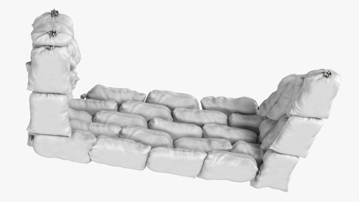 3D White Sandbag Barricade model