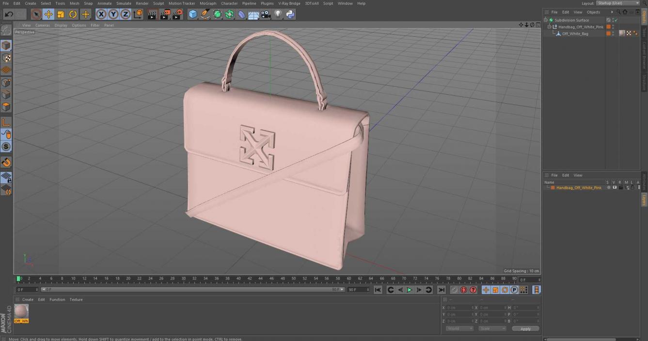 Handbag Off White Pink 3D