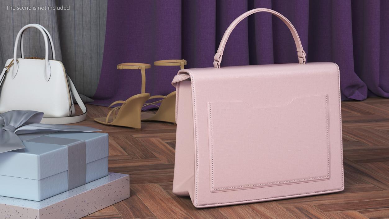 Handbag Off White Pink 3D