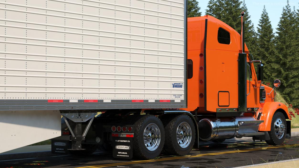 3D model Freightliner Truck with Reefer Trailer Rigged