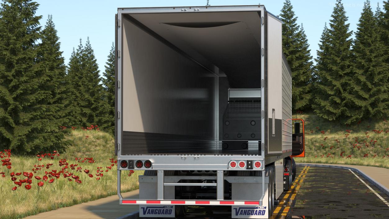 3D model Freightliner Truck with Reefer Trailer Rigged