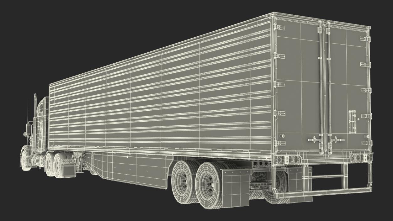 3D model Freightliner Truck with Reefer Trailer Rigged